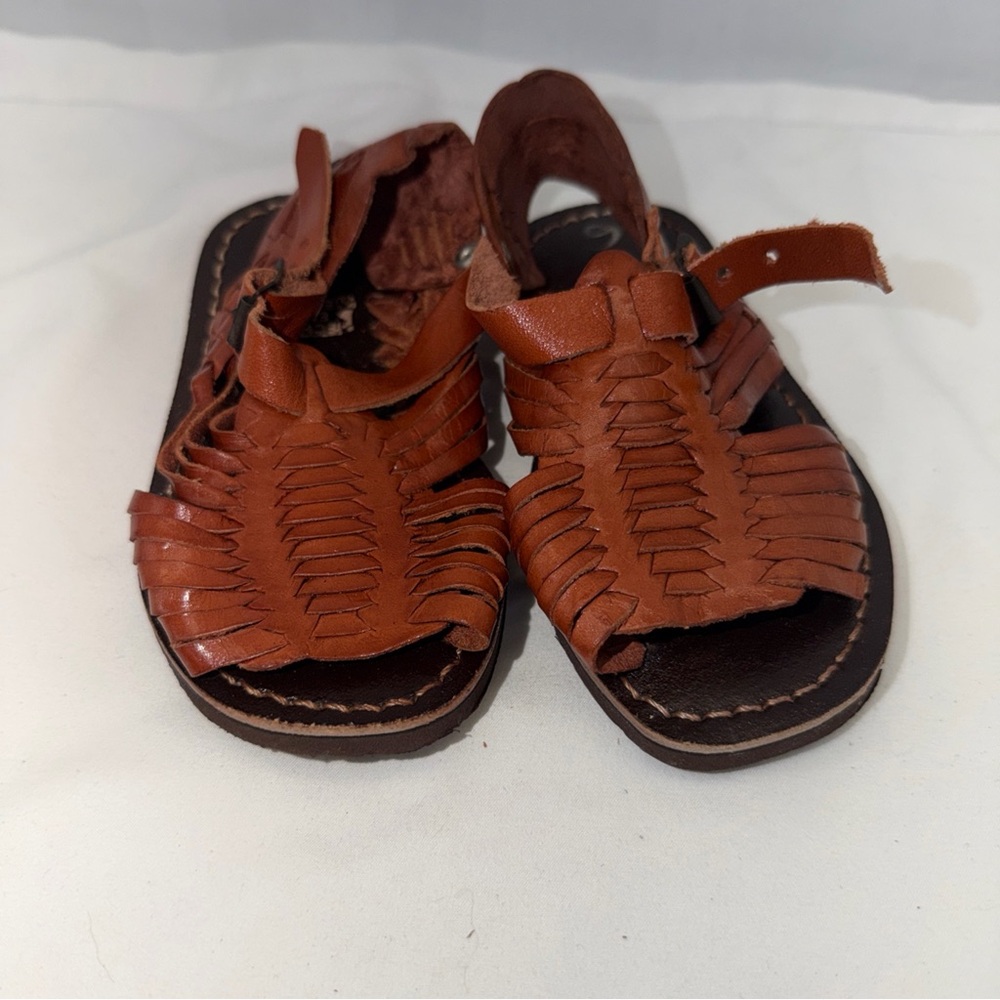 Kids Tan Leather Sandals